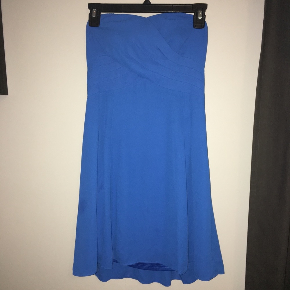 express blue strapless dress